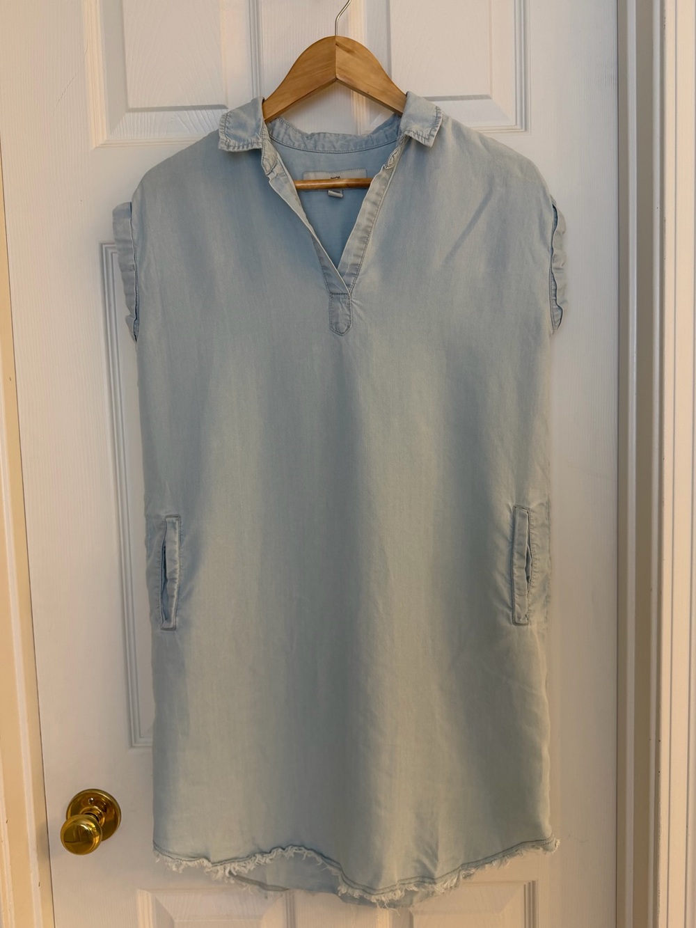 Thread & Supply Light Blue Chambray Sleeveless Shirt Dress Tunic XS - Picture 1 of 3